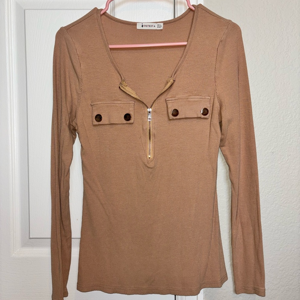 Tan Long Sleeve Top